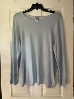 Chico's Light Blue Long-Sleeve Knit Top